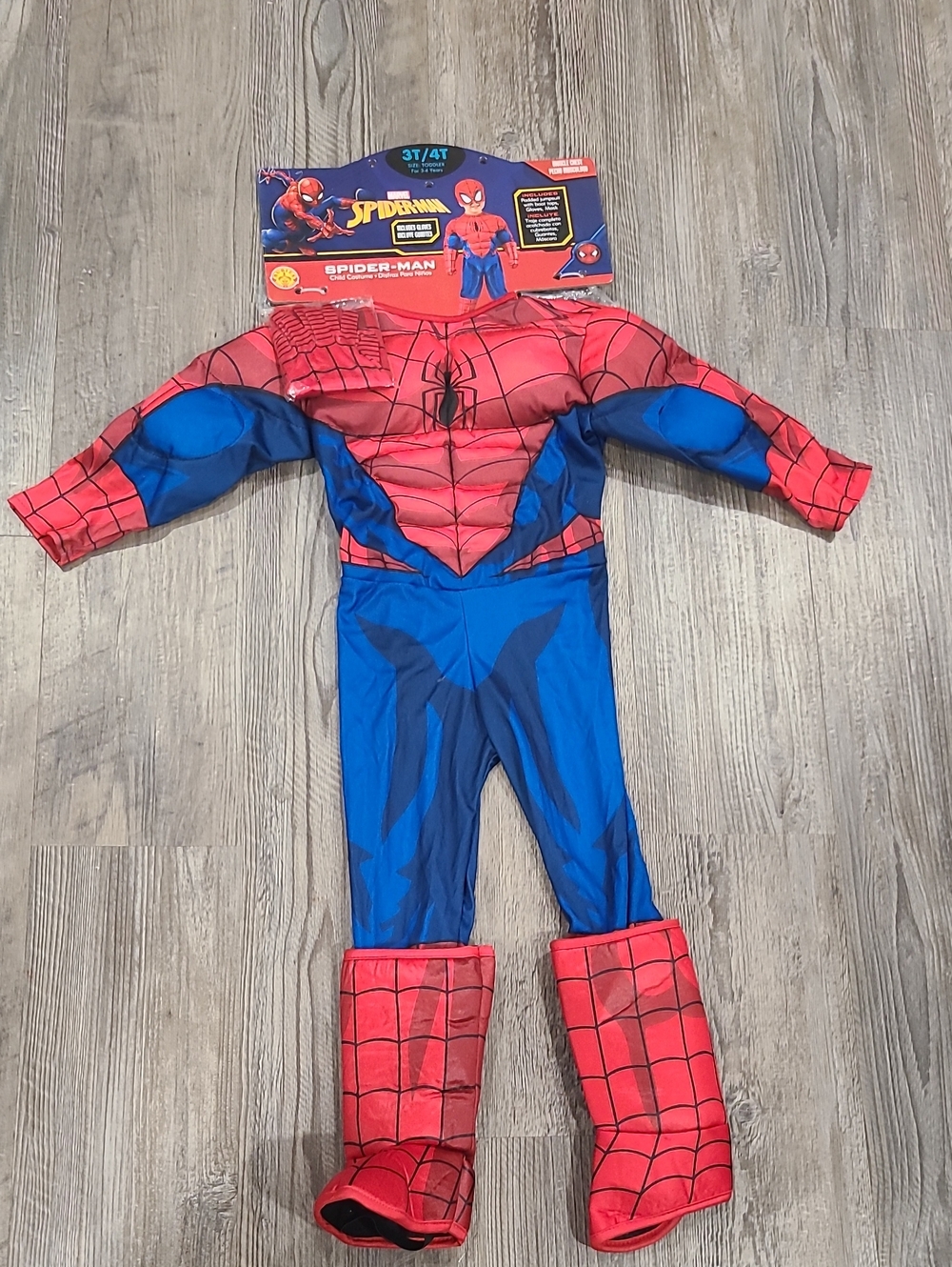 Rubie's Red and Blue Webbed Muscle Kids Costume Size 3-4T - Picture 2 of 5